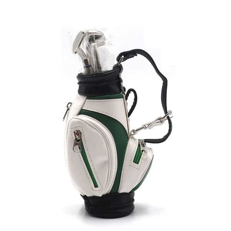 Golf Gift Set Desktop Golf Bag Pens Holder with Clock and 3 Pens