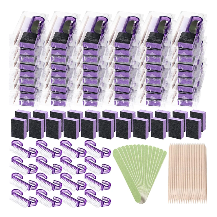 Factory Professional OEM Manicure Products Nail File and Nail Brush Wood Cuticle Pusher Nail care set