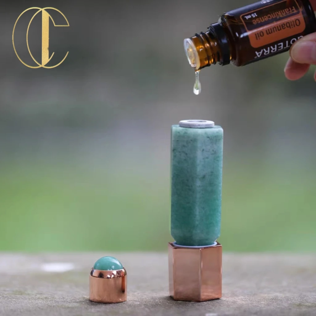 C&H Colorful Crystal Christening Gifts Refillable Roller Bottle Natural Jade Gemstone Roller Bottle