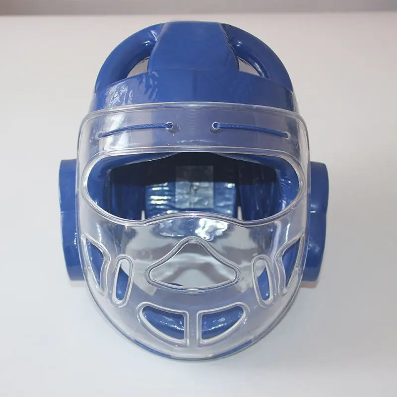 Sample free shipping custom logo martial arts head guard taekwondo helmet with mask for training