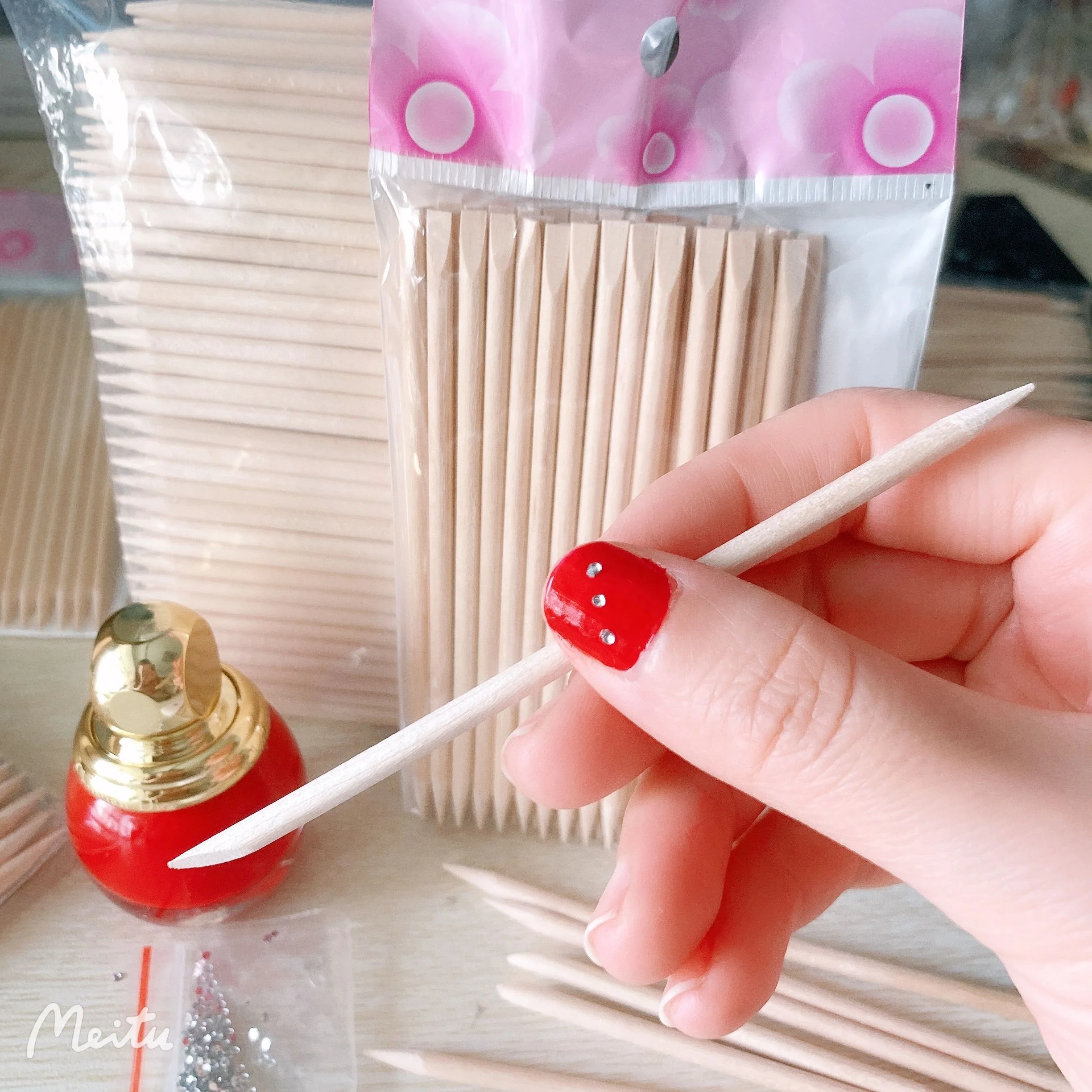 Orange wood sticks nail cuticle pusher remover nail  art beauty tools manicure sticks 4.5 inch two ends wood manicure sticks