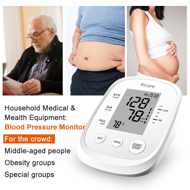 Upper Arm Digital Blood Pressure Monitor Sale White OEM Box Power Dry Battery CE ISO13485 Big screen 22-42cm