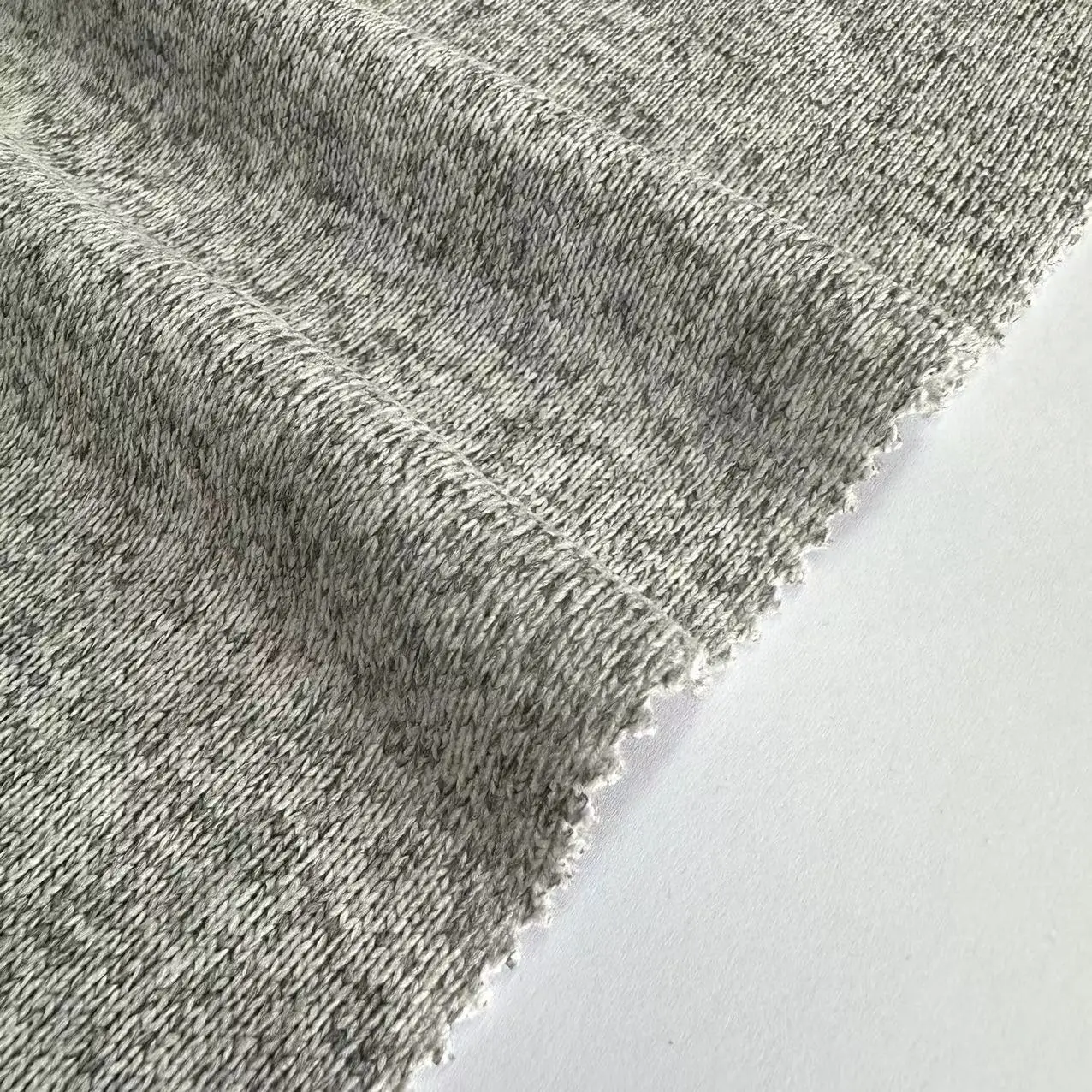 Garment 270gsm 100% Polyester hemp grey coarse needle rib fabric melange Hacci brushed fleece Fabric for winter clothing