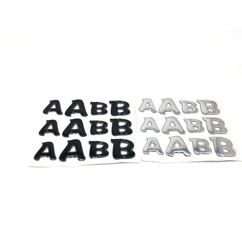 Hight quality Badge 3D Car Styling Soft Stickers English Letters Car Sticker A to Z  Black Silver for Option