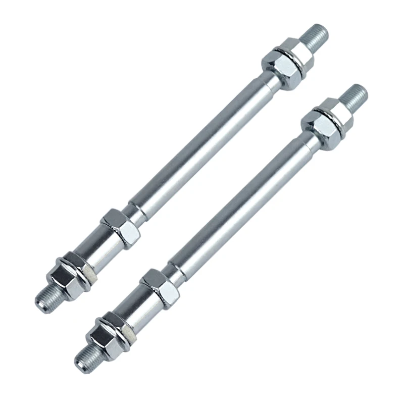 PUSAI Mountain Bike Silver Rear Axle 3/8 x 175mm with Spacer, Flange Nuts, No Bearings, 78mm Mid Part