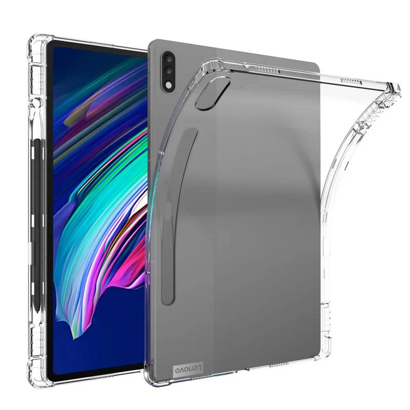 Clear Shockproof 360  Matte Bumper Slim TPU Cover Case For Lenovo Tab P12 Pro Q706F 12.6 inch  with Stylus pencil holder