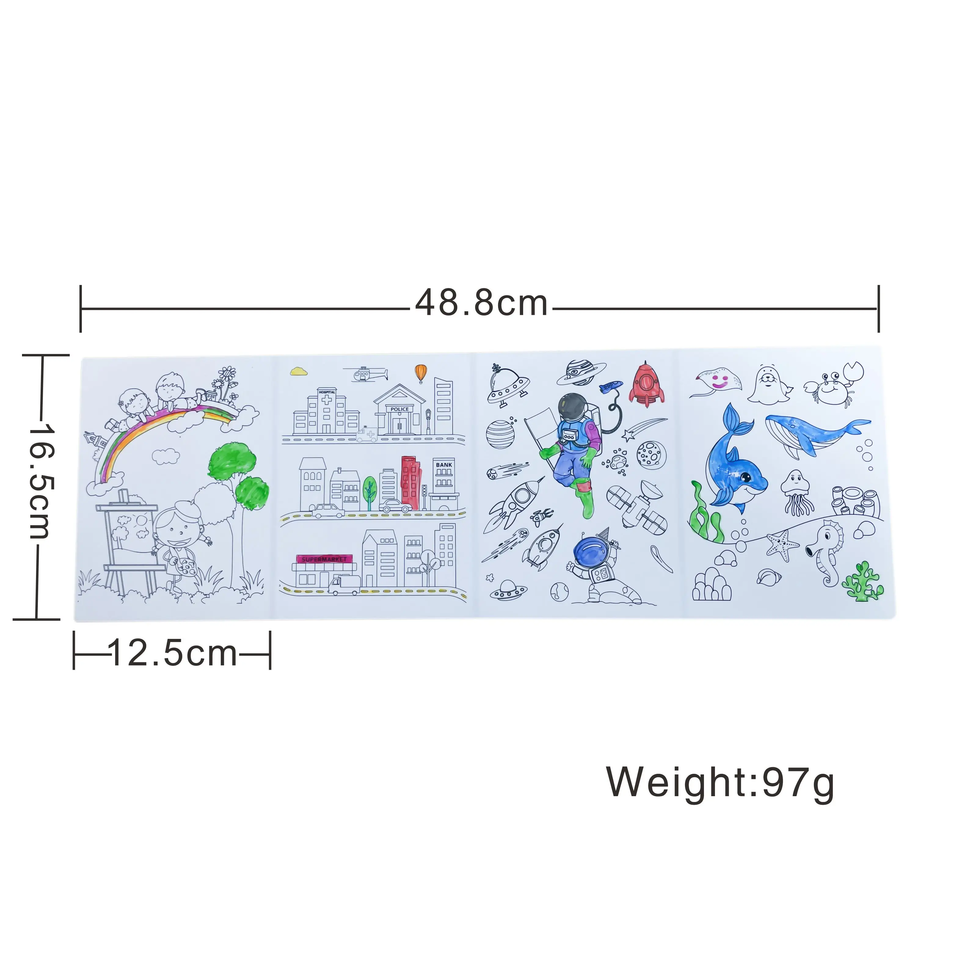Eco-friendly washable foldable silicone colouring craft mat safety  placemat to colour again and again for kids