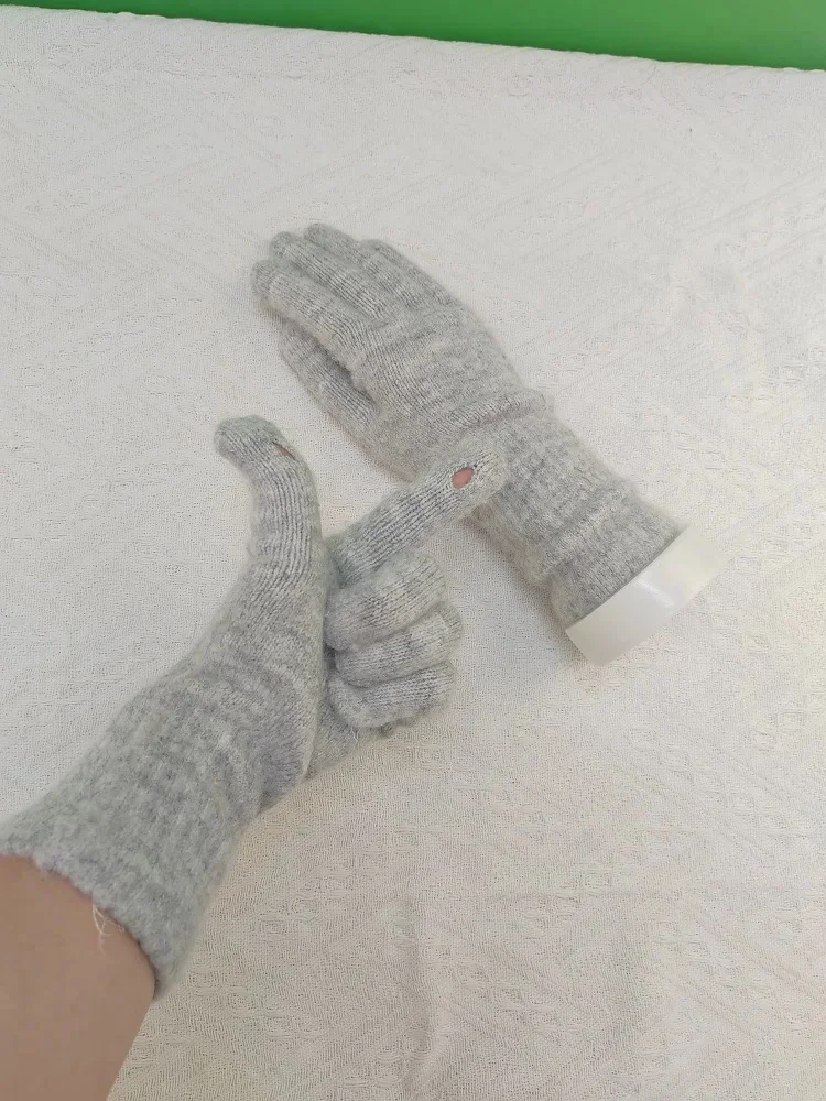 2024 New Casual Design Winter Warm Five Finger Gloves Solid Color Plain Knitting Cashmere Mittens For Outdoor
