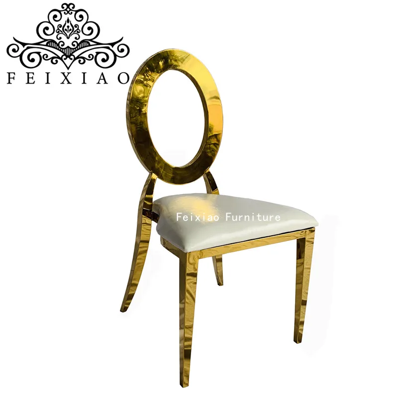 2 in 1 Design Gold Eyes Stainless Steel Gold  Round Back Wedding Chair