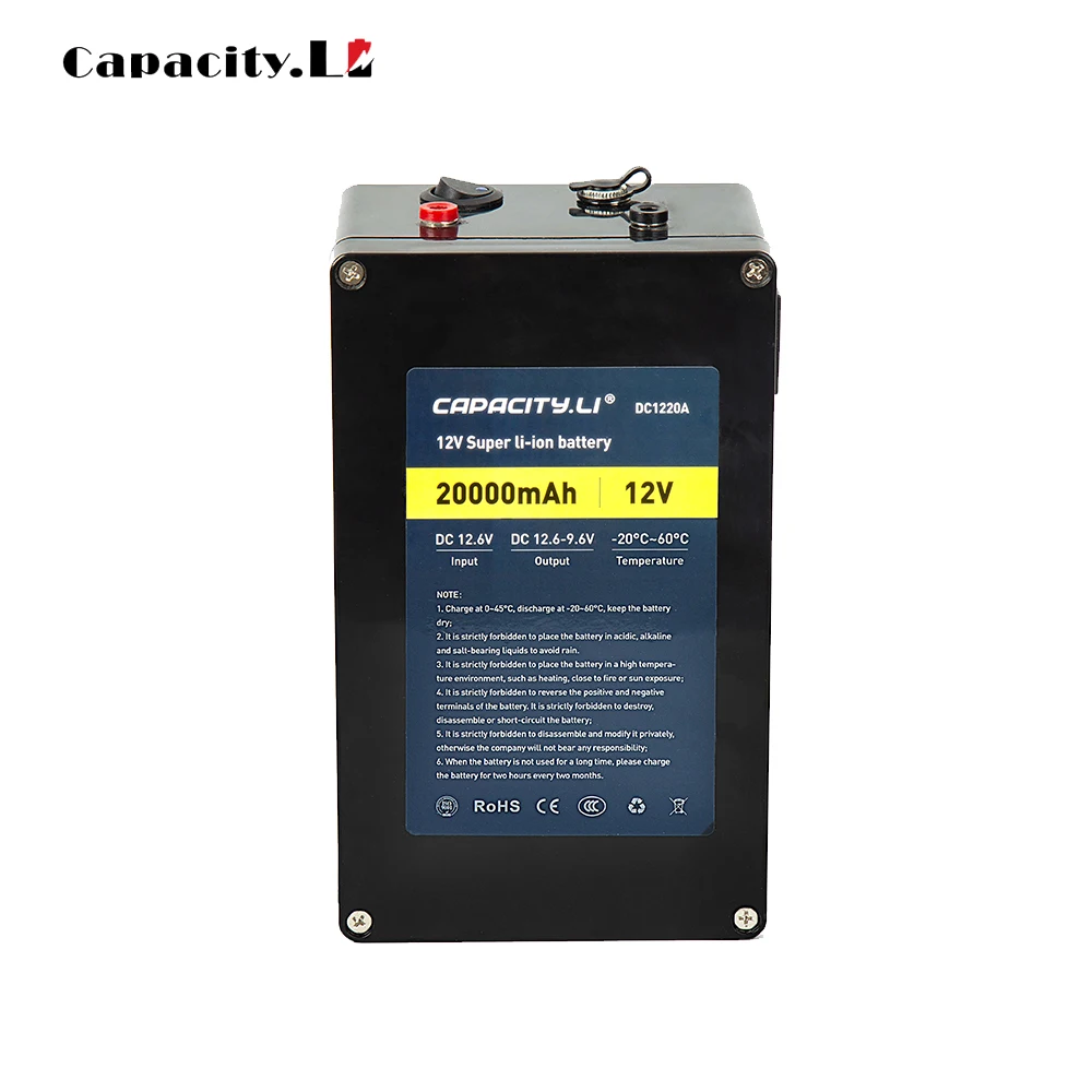 12 В 20 Ач перезаряжаемый аккумулятор 10 Ач литиевые батареи 18650 26650 с BMS и терминалом уличный USB-пакет