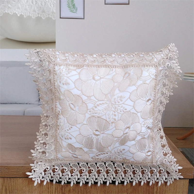 European Lace Embroidered Car Throw Pillow Covers Living Room Sofa Lace Embroidered Cushion Covers For Home Decor