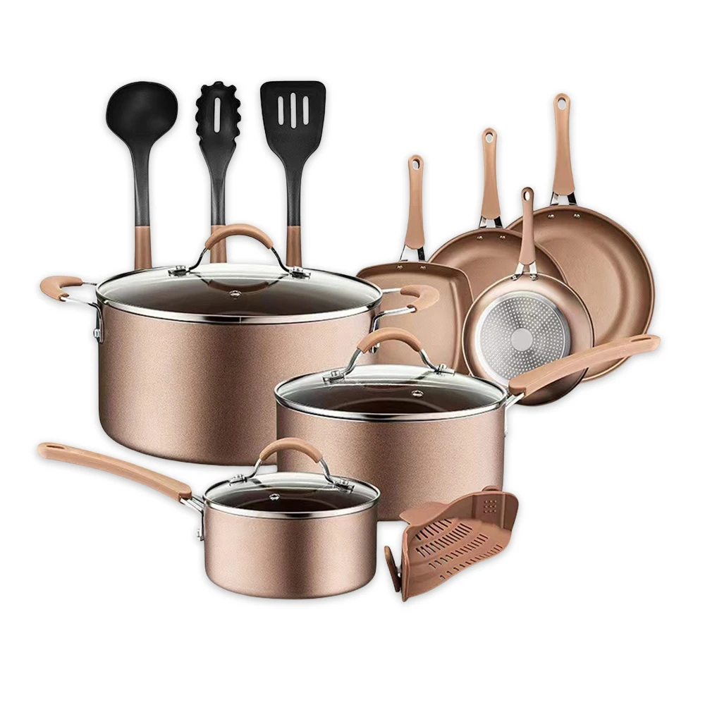 High Quality Cross-border Household Maifan Stone Non-stick Pan Set Can Be Freely Combined Cookware Set Frying Pan Set