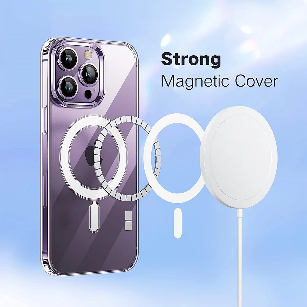 Strong Clear Magnetic case for iPhone 14 Pro Max 13 12 pro Non Yellowing for Phone colors case for iPhone 14 pro