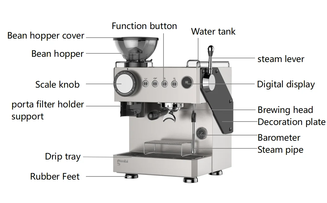 Coffee Machine professional coffee maker Espresso with grinder restaurant use hotel coffee