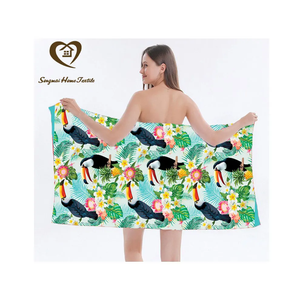 Songmai Wholesales Printed Beach Towel for Lounge Chair Space Valentine Business Party Gifts with Pocket Christmas Baby Kids 1PC