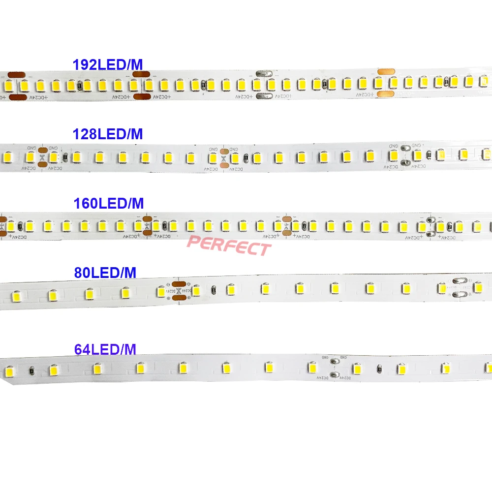 High efficiency 160lm/w smd 2835 160leds/m 24v dc Ra80 cri90 160lm/w led strips