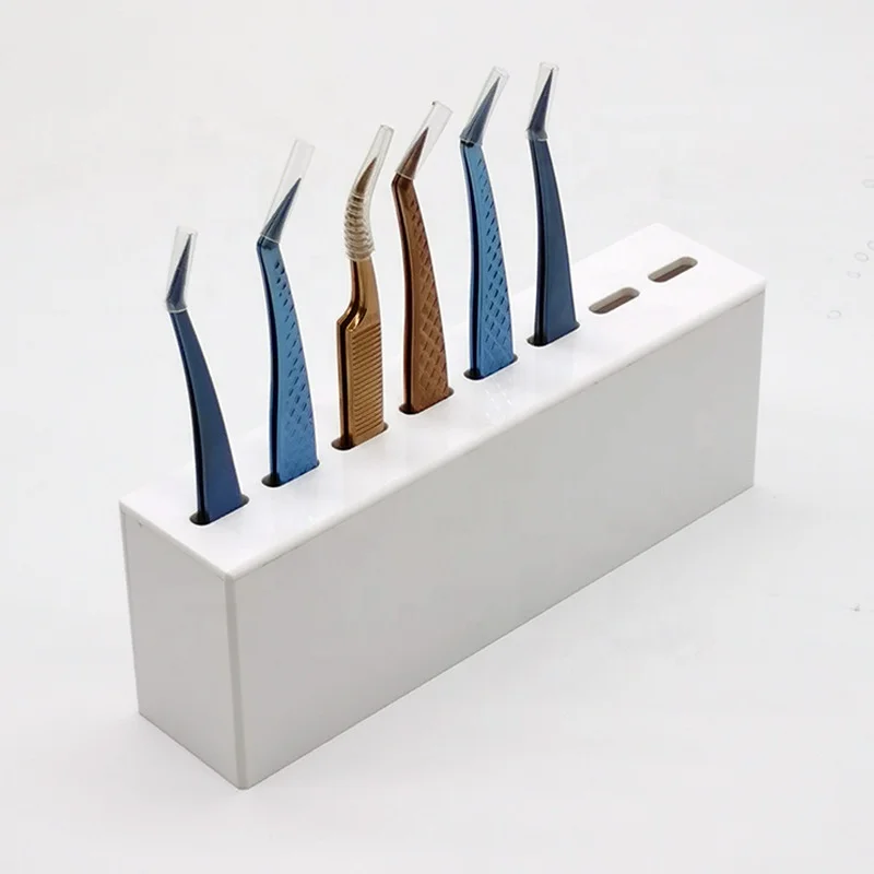 Hot sell 8 Holes Acrylic Eyelash Tweezer Storage Box Case Rack Durable Tweezers Holder
