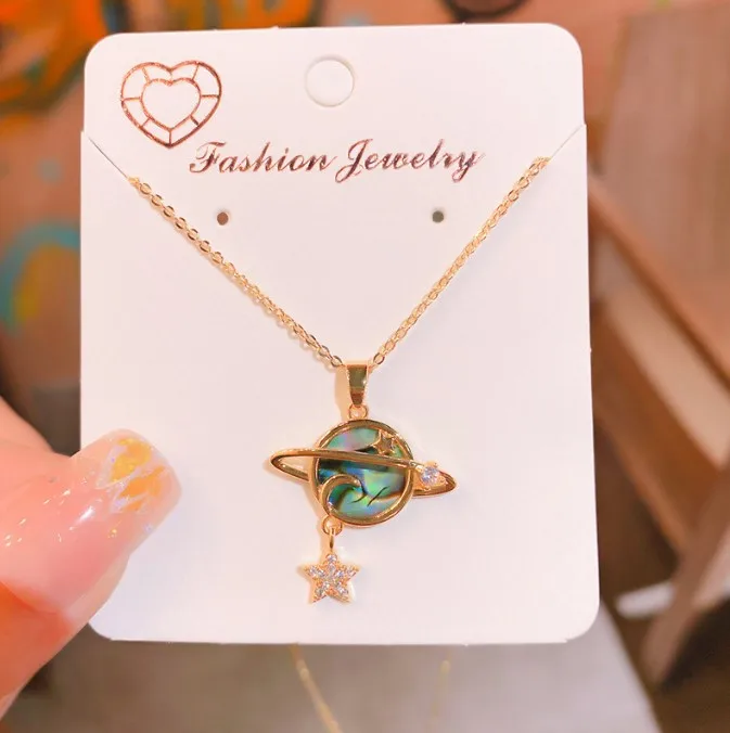 Women Collar Jewelry Box Chain Pearl Shell Necklace Heart Tail Light Luxury Zircon Fashion Pendant Necklace