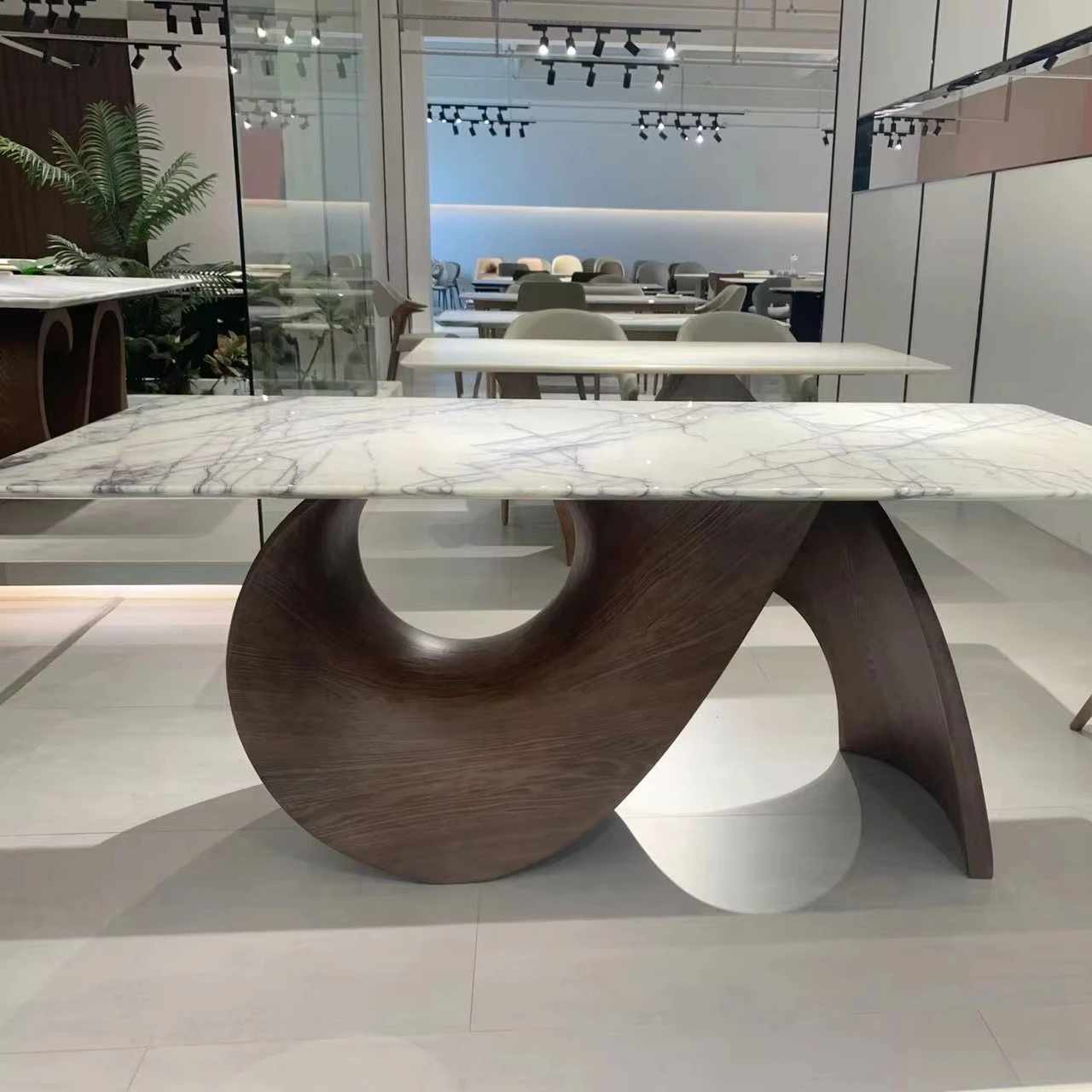 Stainless Steel solid wood leg marble top Simple Modern Dining Room Table  Italian Minimalist High End 8 Seater Dining Tables