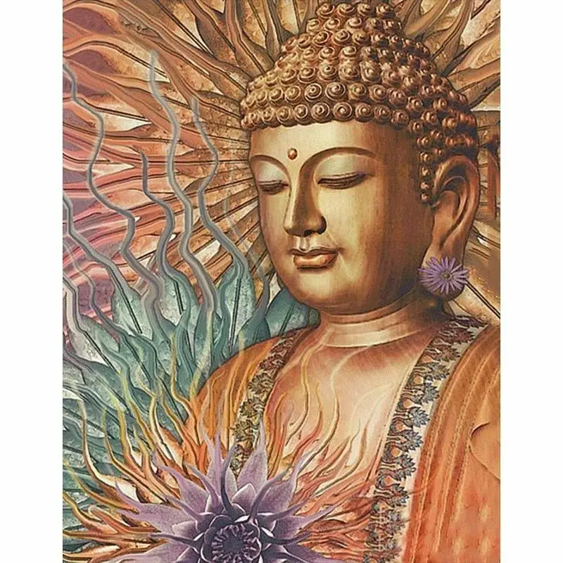 Wholesale Custom to Photo Needlework Pattern Rhinestone Kits Diamond Embroidery Cross Stitch Buddha Statue
