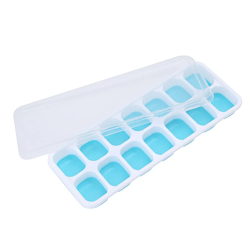 Durable and dishwasher safe stackable silicone ice cube mold ice cube tray with lid and bin