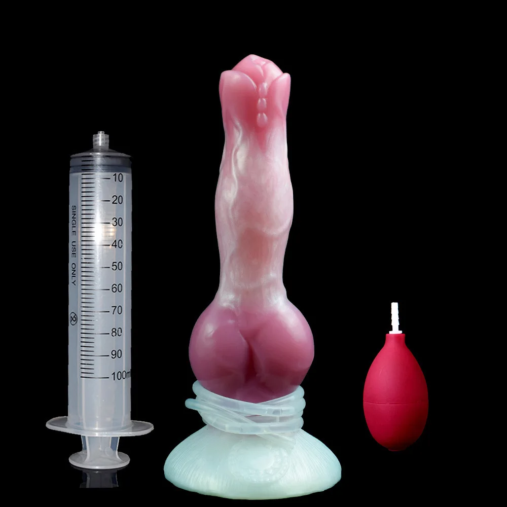 Simulation Little Wolf Cock Adult Sex Product Private Cleaning Silicone Enema Supplies Soft Water Spray Penis