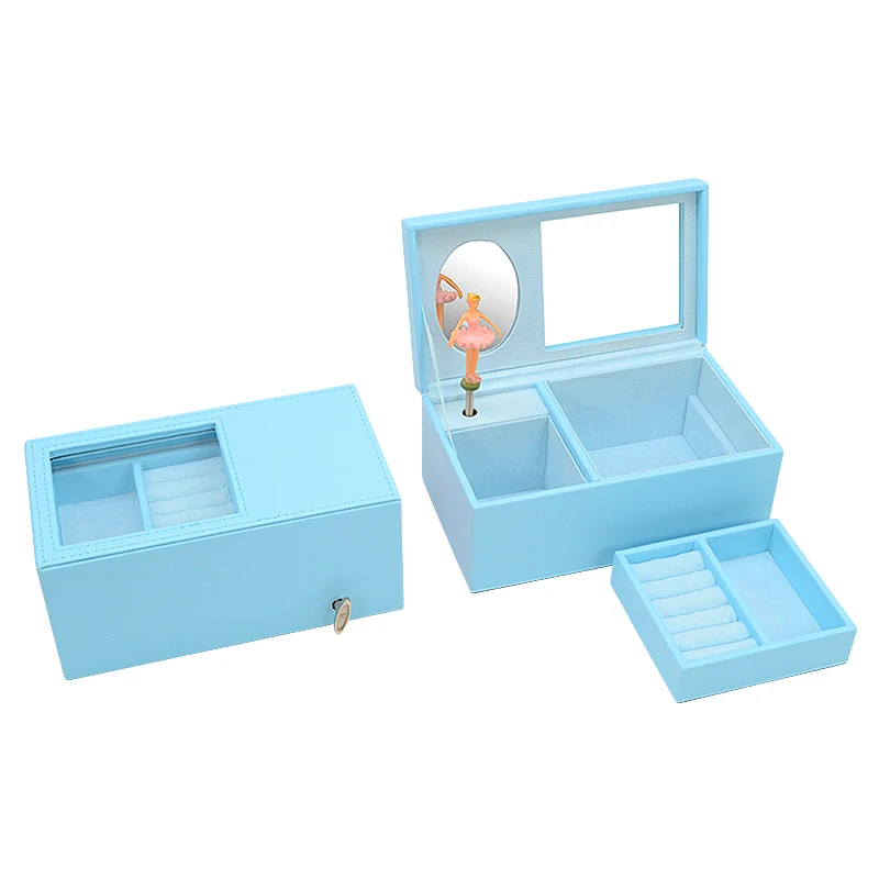 Amazon Best Sale Christmas Carousel Dancing Ballerina Pu Leather Jewelry Music Box