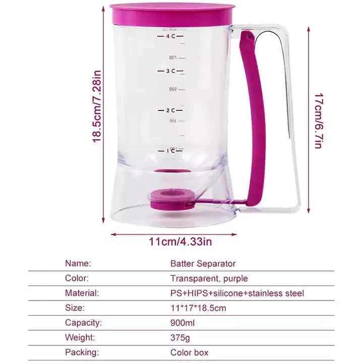 900ml Batter Flour Paste Dispenser For Cupcake Cookie Cake Muffins Measuring Cup Cream Speratator Pancake Batter Dispensers