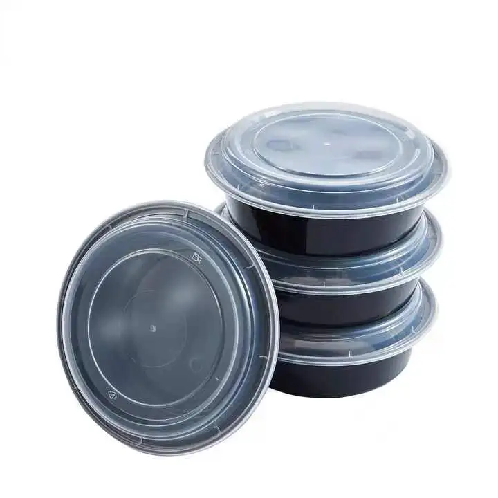 16oz 24oz High quality round plastic disposable food container Custom Logo OEM round disposable containers with lids for food