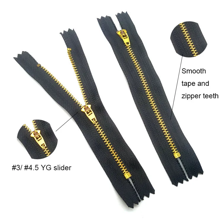 YYX Semi-lock YG slider metal zipper black custom color size 10cm #3 metal closed zipper