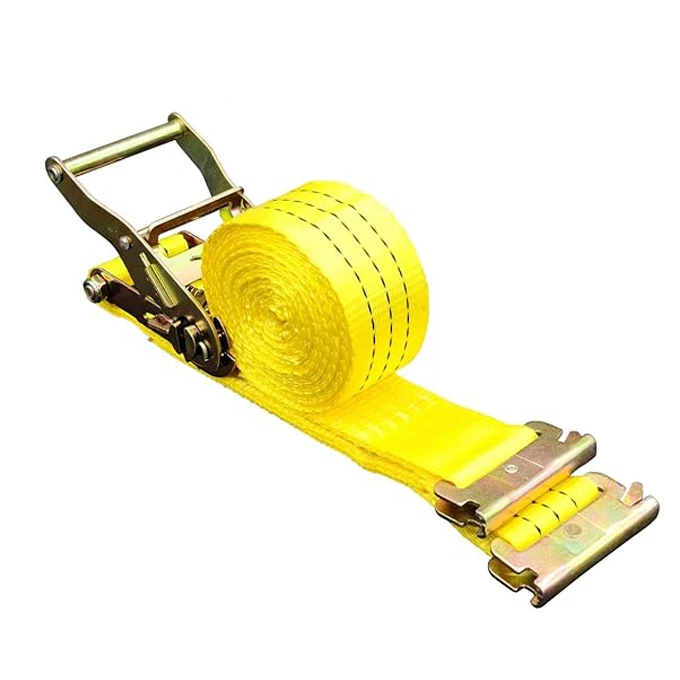 Polyester Heavy Duty 2' 4400 LBS Logistics Strap Tie Down E TRACK Ratchet Strap For Cargo Transportation Cargo Strap