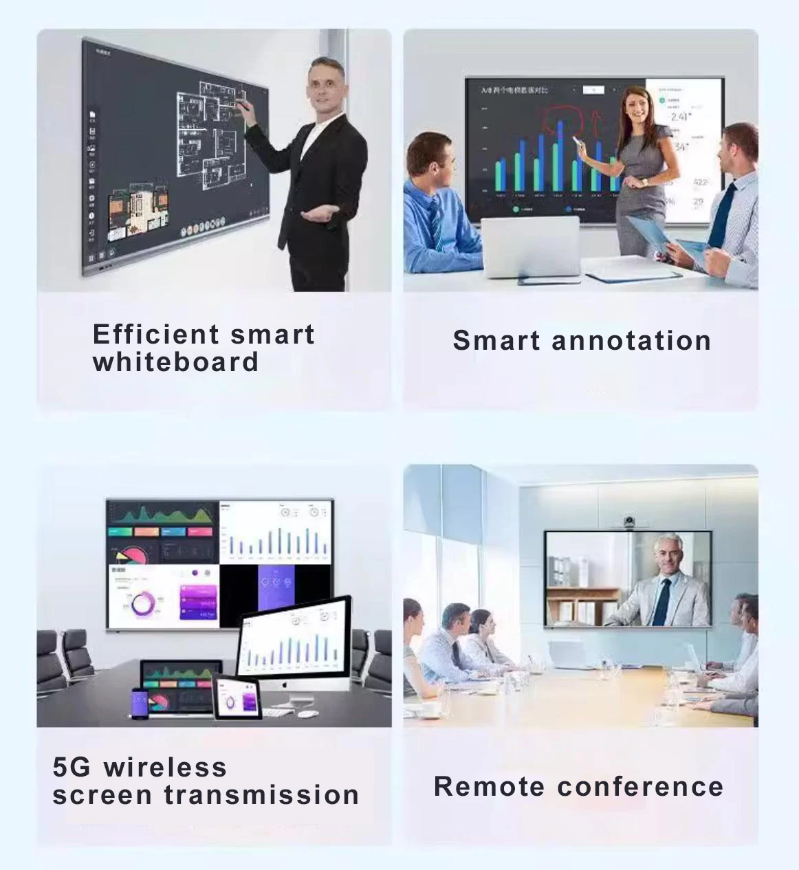 Interactive Flat Panel Finger Touch Digital Interactive Whiteboard 4k Smart Board For Classroom Meeting Room