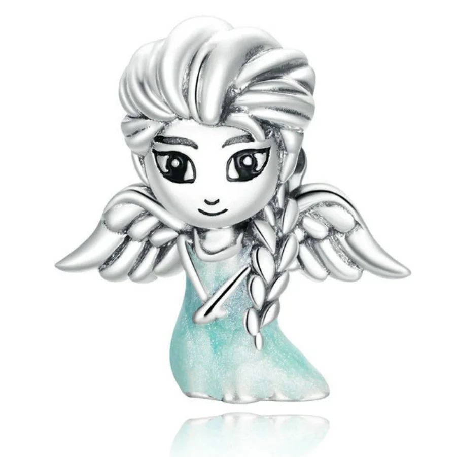  925 sterling silver lovely Snow Fairy Beads Ice Princess Cute Anime Character Accessories diy charm beads Jewelry