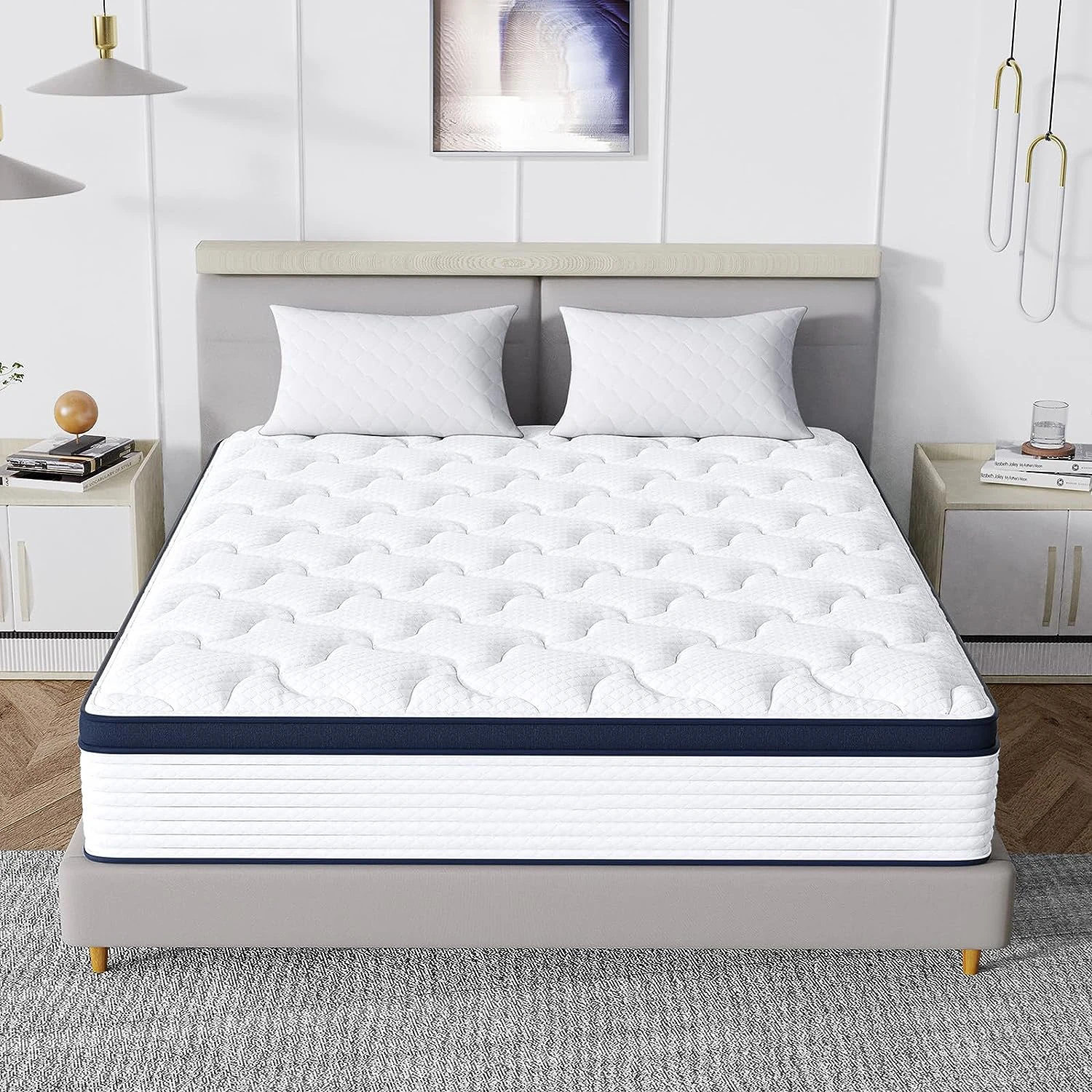 High quality Orthopedic 7 zoned euro top pocket spring natural latex and gel memory foam euro top  mattresses