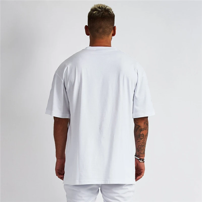 KUK-101 Factory Wholesale Custom Thick Collar Cotton T Shirt White Solid Square Blank T Shirt Men Black Square Fitted T Shirt