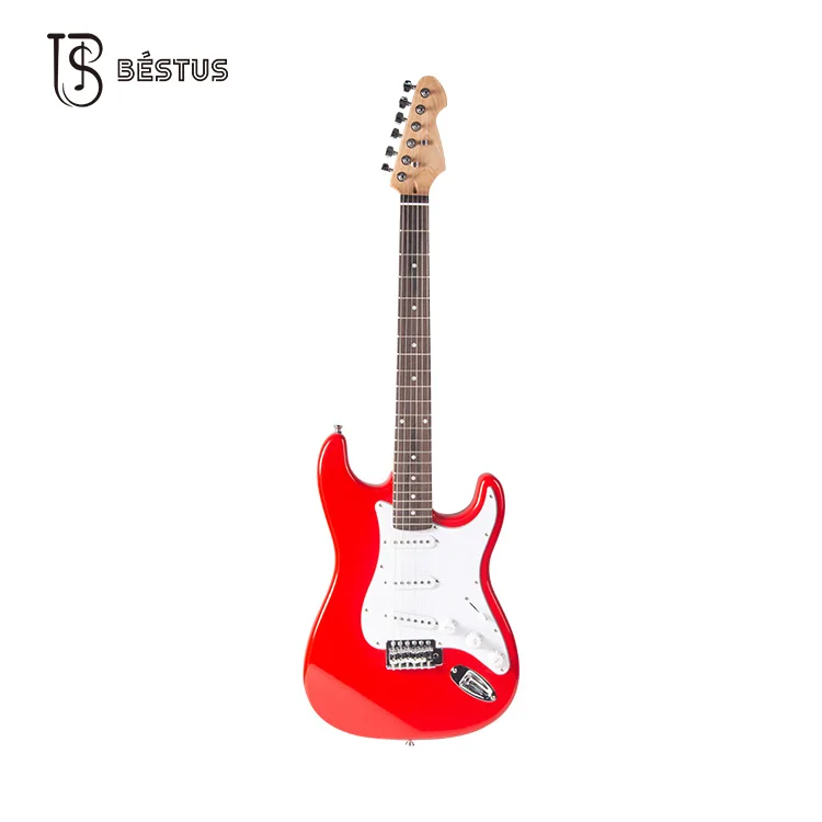 Bestus Wholesale Red Linden Carbon Fiber Electric Guitar OEM Service 39 Inch Guitar
