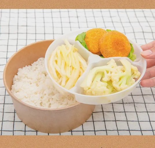 food grade disposable PP insert plate compartment divided dinner dishesfor kraft paper bowl soup cup