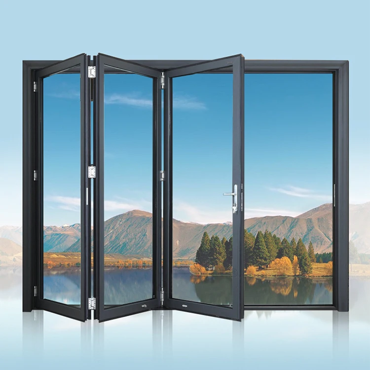 China Factory Aluminum Frameless House Narrow Bifold Accordion Soundproof Doors Aluminium Interior Glass Folding Sliding Door