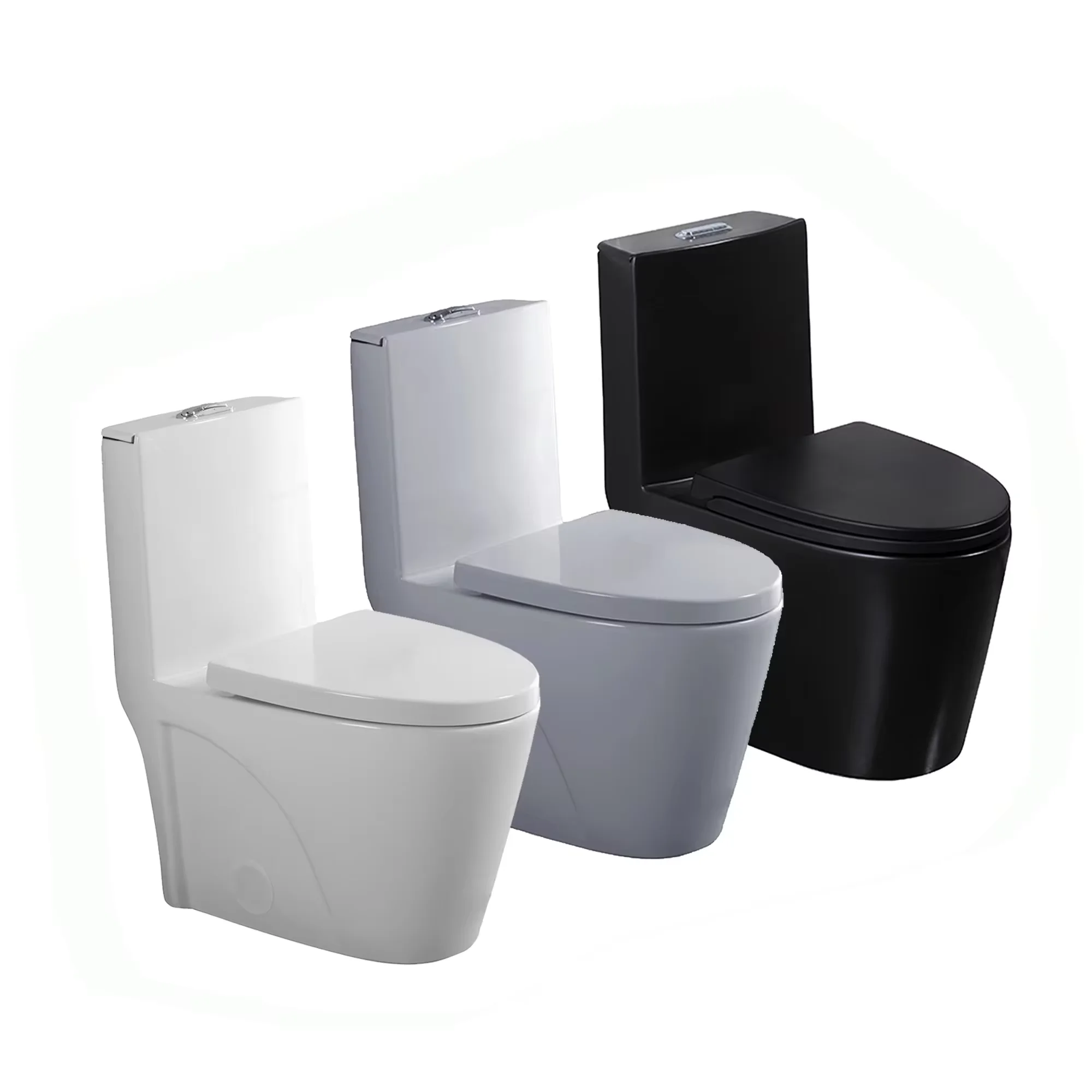 North America White Grey Sanitary Ware Floor Mounted Ceramic Siphonic Modern One Piece Toilet Bathroom Wc Toilet