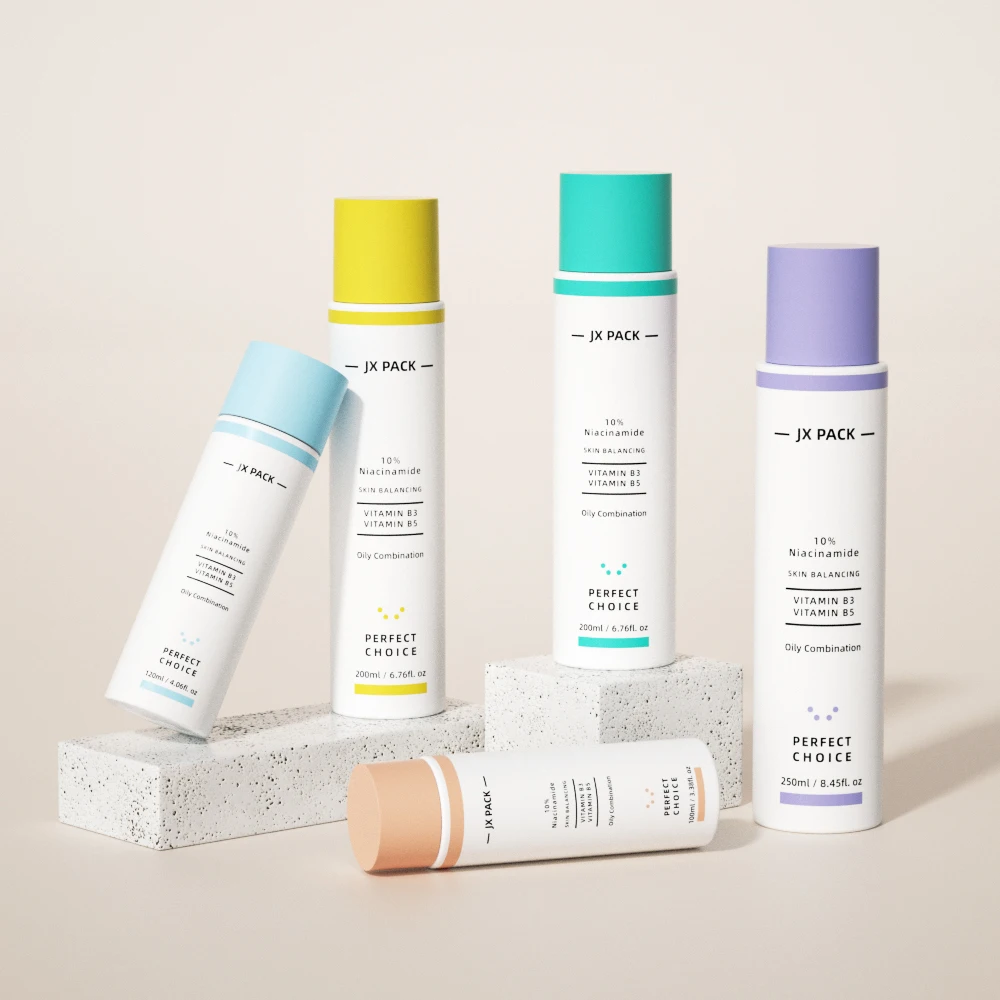 100 120 200 250 ml Clear custom empty PET plastic cosmetic bottle round screw cap face toner bottles