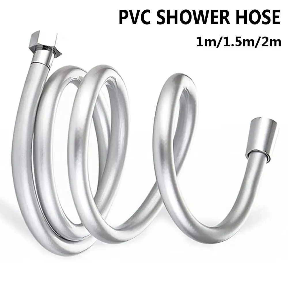 Pvc High Pressure 1.5m Thickening Anti-winding For Bath Handheld Shower Head Smooth Flexible Silver Shower Hose