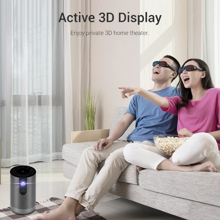 Cylindrical shape D029 DLP mini portable full hd projector smart touch home theater projectors 4k