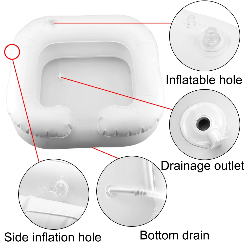 Bed Rest Nursing Aid Sink Portable With Drain Tube for The Disabled Inflatable Shampoo Basin Tub Shampoo Tray Hair Washing Basin