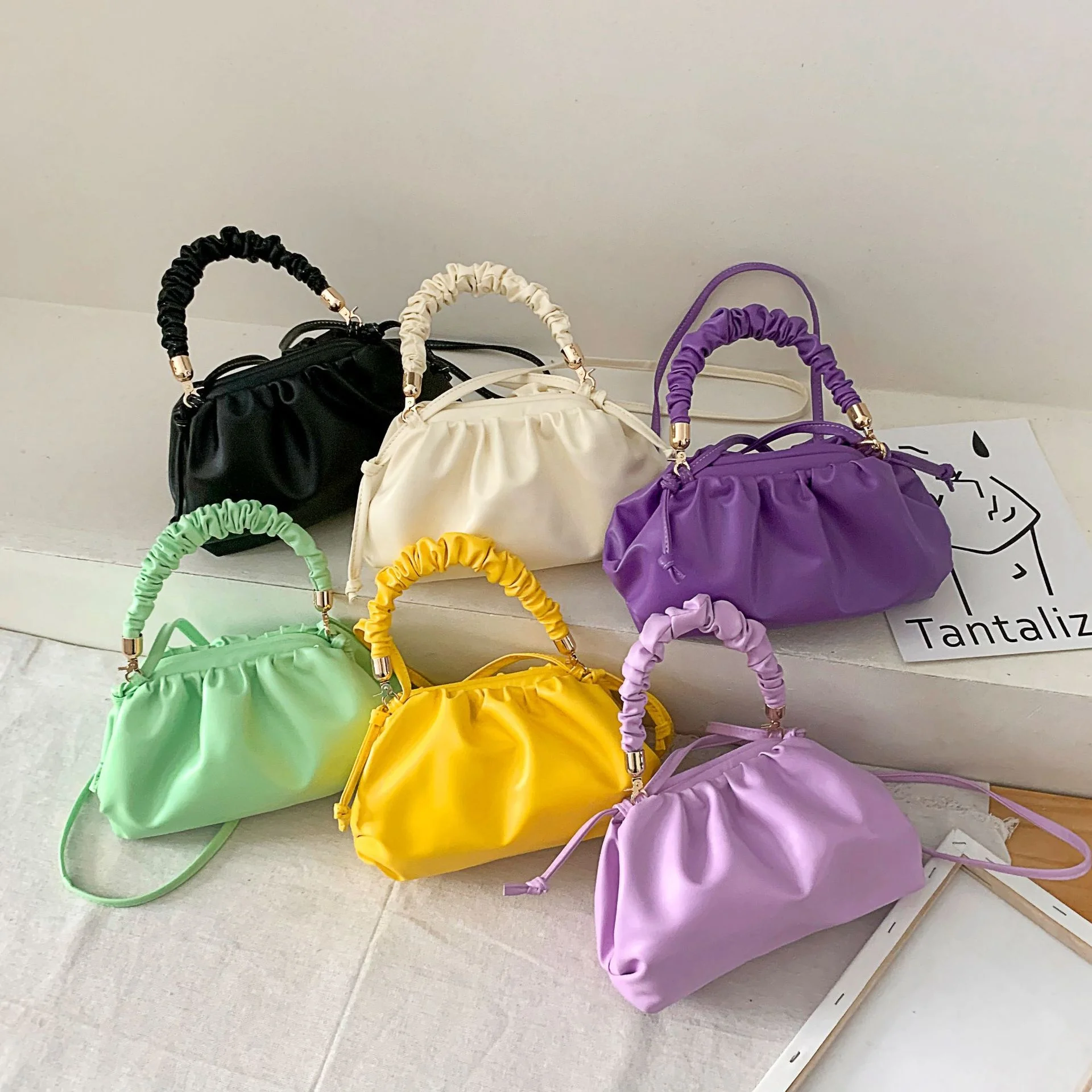 Pure Color Purses One-shoulder Hand Bag Korean Fashion Popular Handbag for Women PU High Standard Single Candy Customized Square