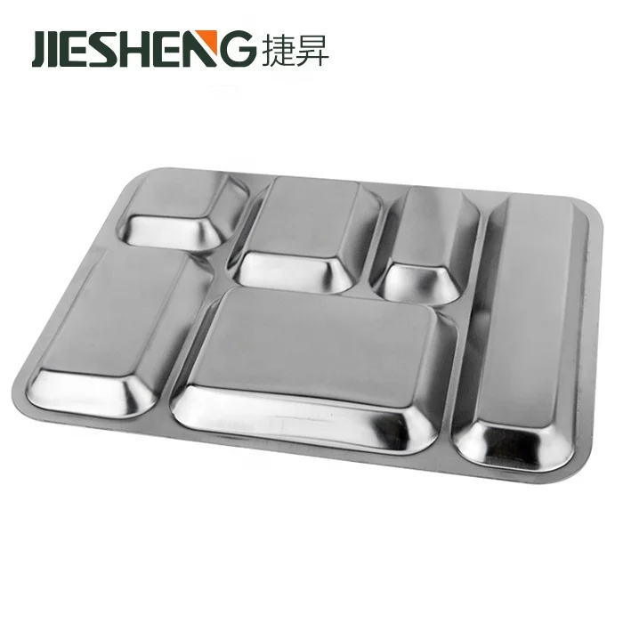 Professional metal 6 compartments mess tray stainless steel