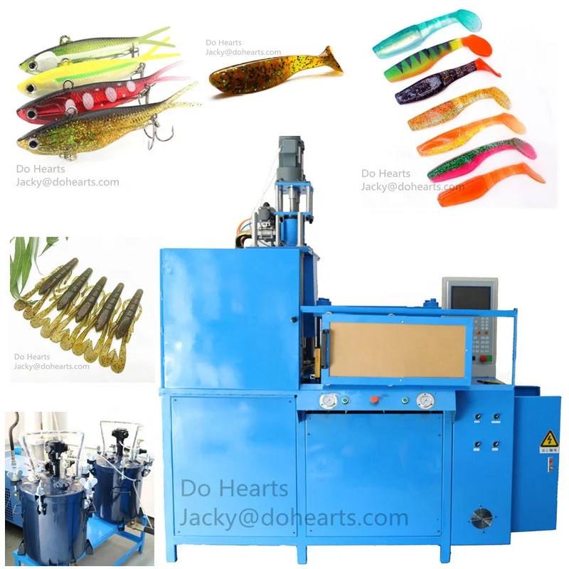 High quality automatic two colors soft plastic plastisol PVC rubber lures injection molding machine