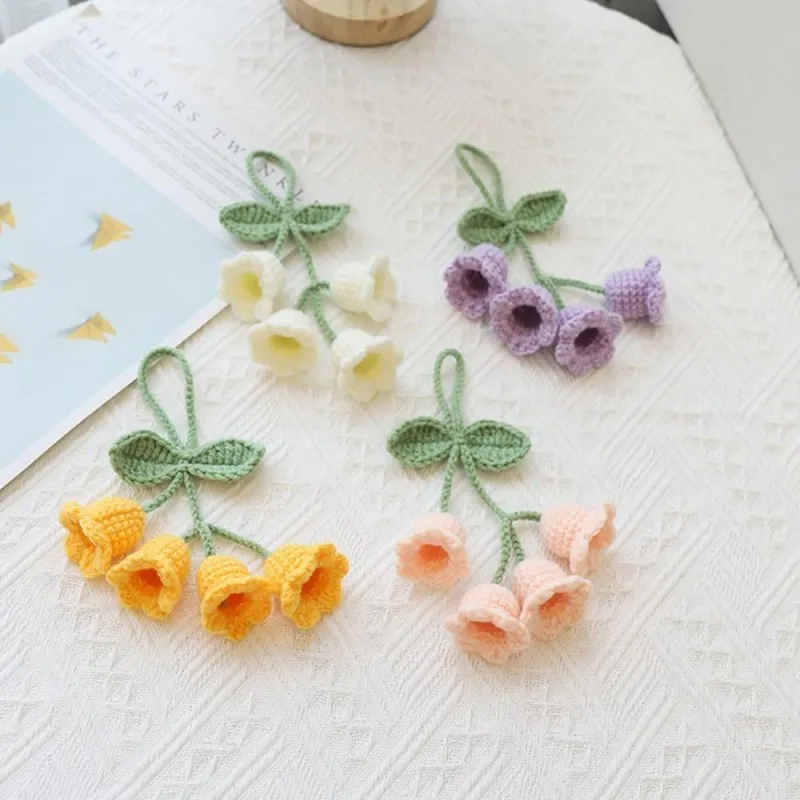 hot sale Cute Purple Crochet Convallaria Car Mirror Hanging Accessories,Handmade Crochet Car Hanging Accessories for Women