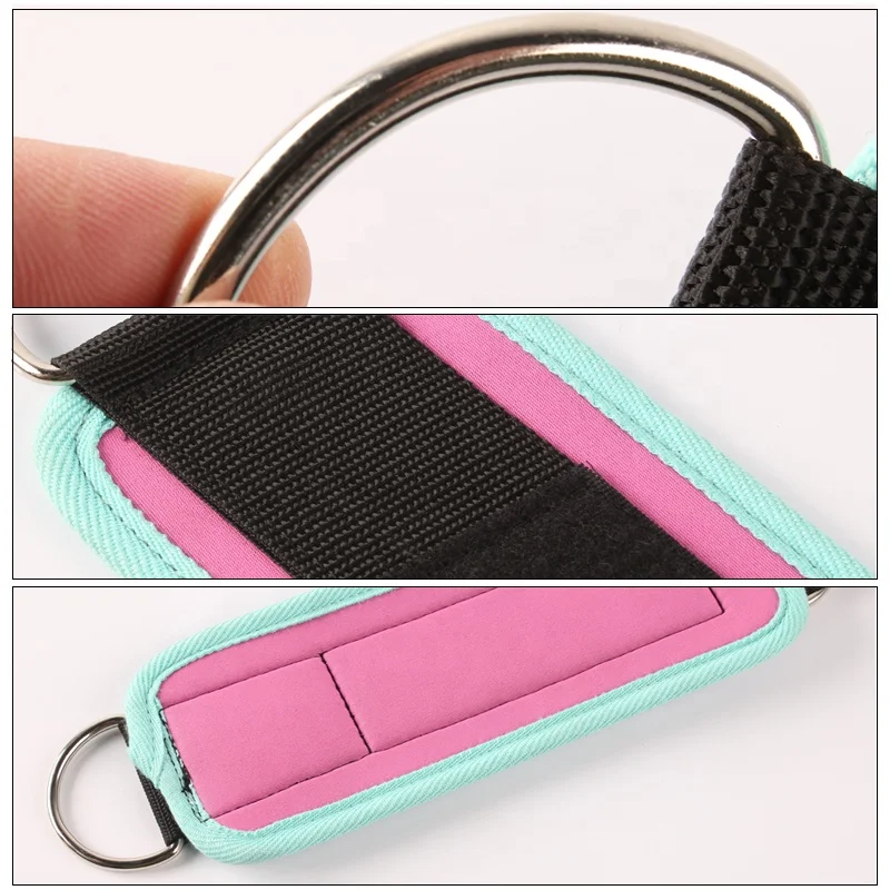 Customized Gym Logo Ankle Strap Pink Neoprene Cable Ankle Straps For Cable Machines