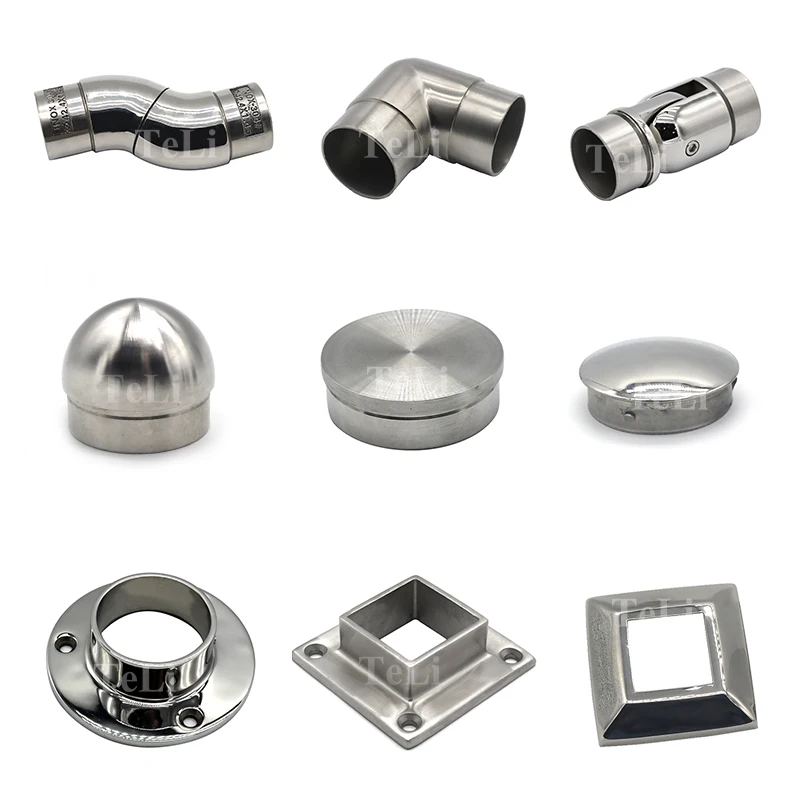 Easy installation stainless steel stair railing handrail fitting flange cover