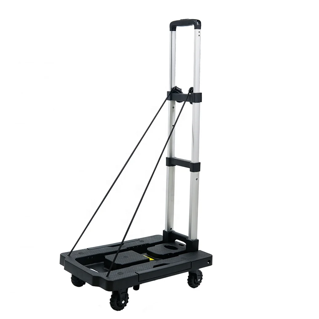 
125kg loading compact platform flatbed lightweight portable retractable five-wheel dolly folding luggage hand trolley cart truck 
